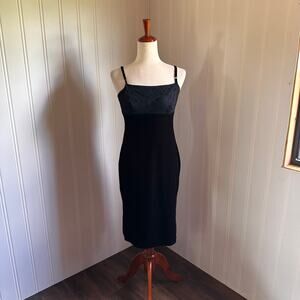 Vintage 90s/Y2K Whimsigoth Velour Midi Dress M